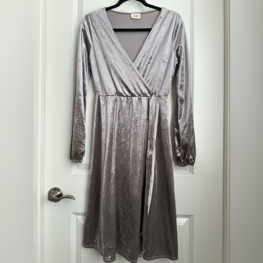Gunmetal Velvet Bibi Dress S
